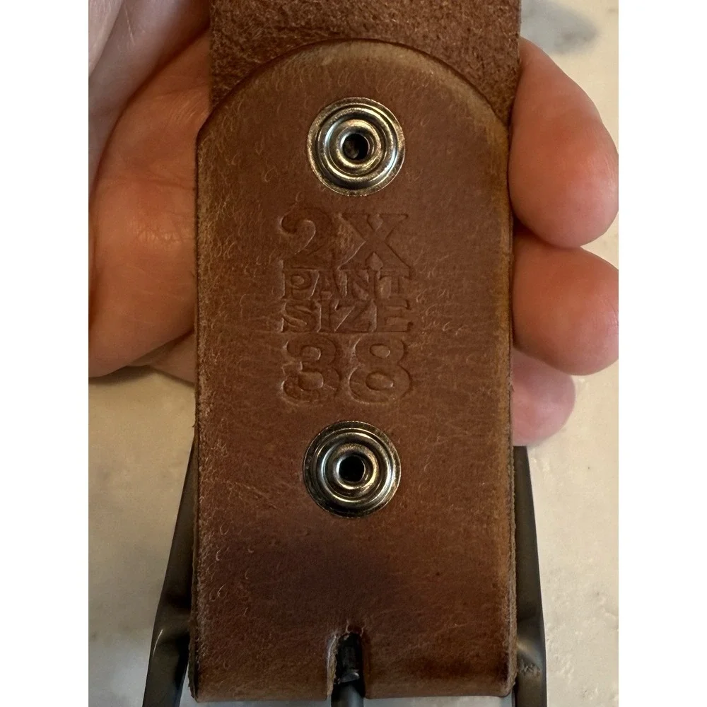 Foster Weld Men's Brown‎ Leather Belt 2X Pant Size 38 With Buckle 1.5